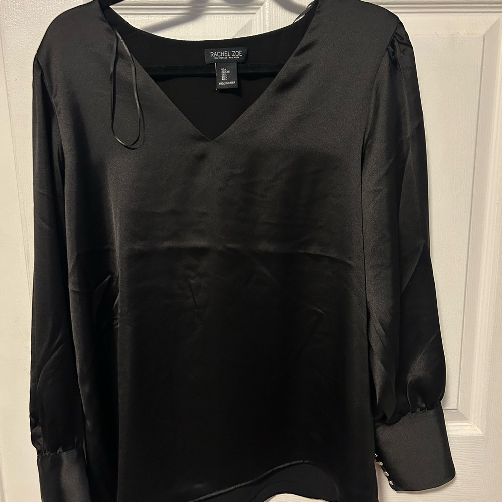 Rachel Zoe Elegant Black Satin Blouse